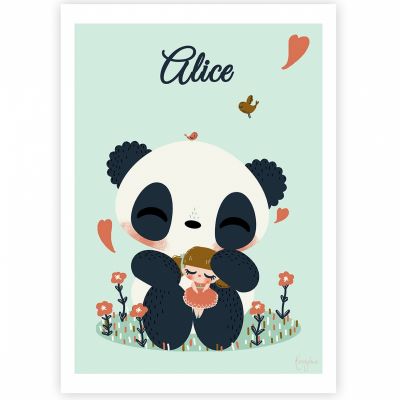Affiche A3 Le panda et l'enfant fille (personnalisable) Kanzilue