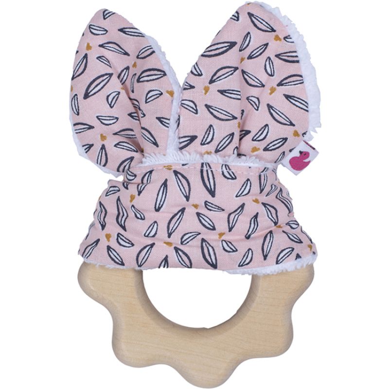Anneau de dentition en bois Feuille rose BB & Co
