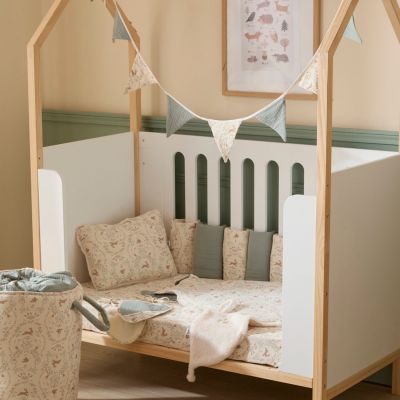 Doudou lapin petit cœur jardin enchanté et fausse fourrure ivoire