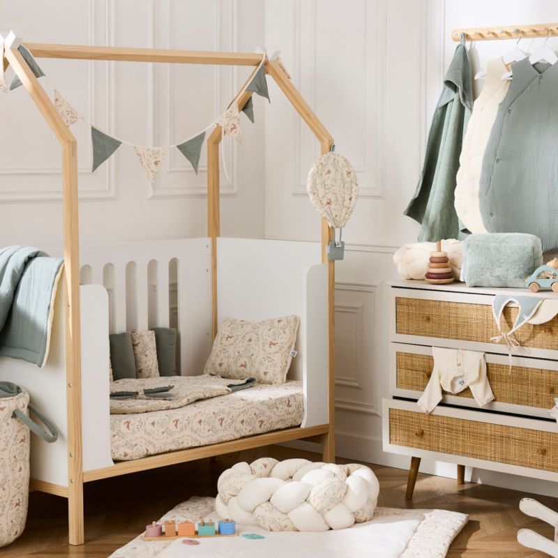 Doudou lapin petit cœur jardin enchanté et fausse fourrure ivoire BB & Co Ambiance 3