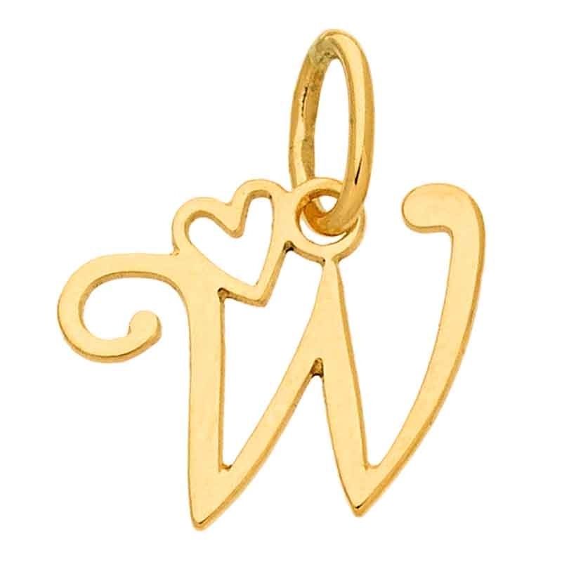 Pendentif initiale W (or jaune 750°) Berceau magique bijoux