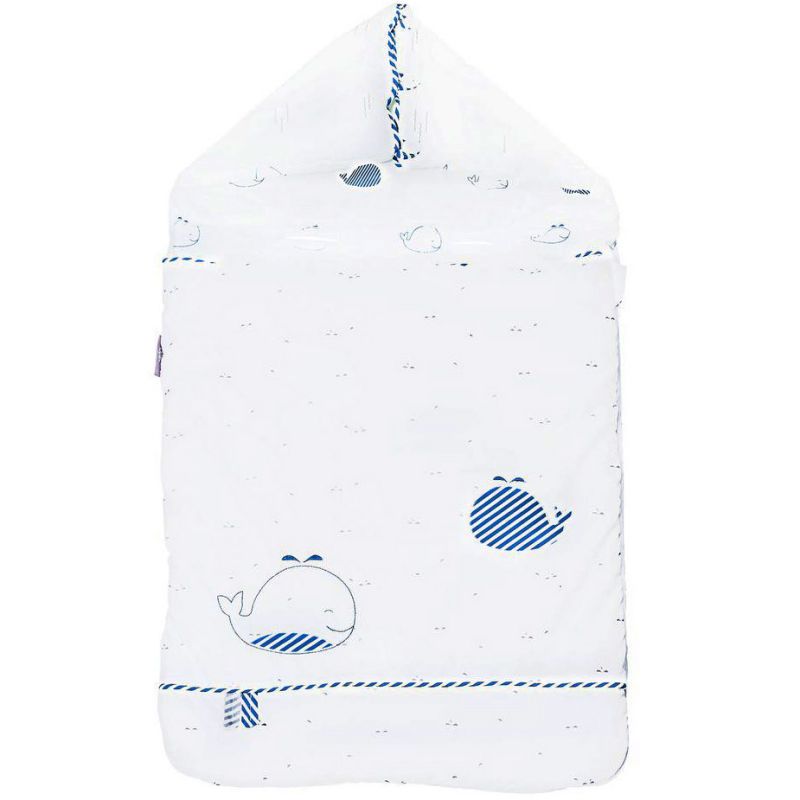 Nid d'ange passe sangle Blue baleine (77 cm) Sauthon