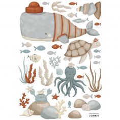 Planche de stickers A3 Animaux marins - Lilipinso