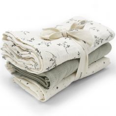Lot de 3 langes Olive Bloom (70 x 70 cm) - Babyshower