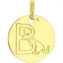 Médaille B comme belette personnalisable (or jaune 750°)  par Maison Augis