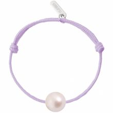 Bracelet enfant Baby Pearly cordon lavande perle blanche 7 mm (or blanc 750°)  par Claverin