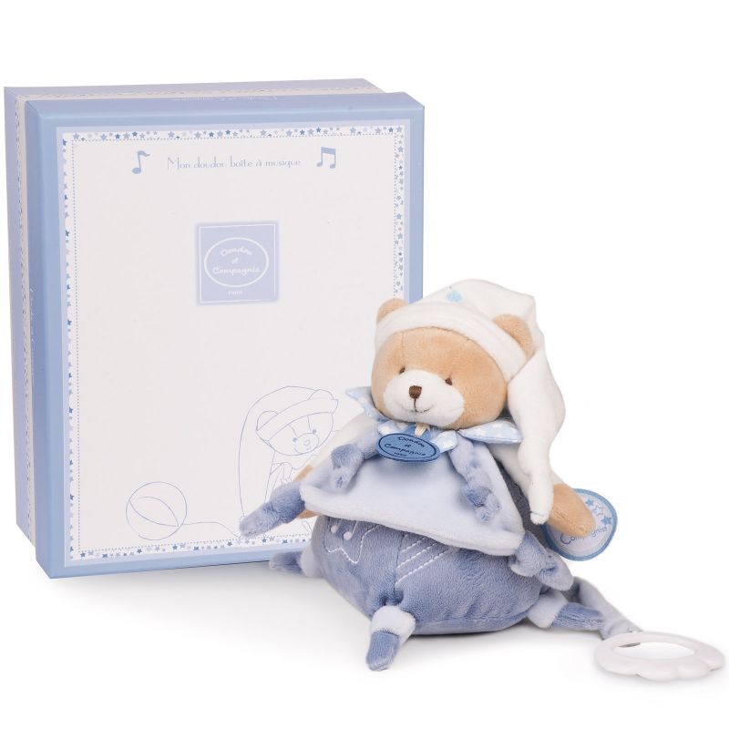 Coffret peluche musicale Petit chou bleu clair (17 cm) Doudou et Compagnie