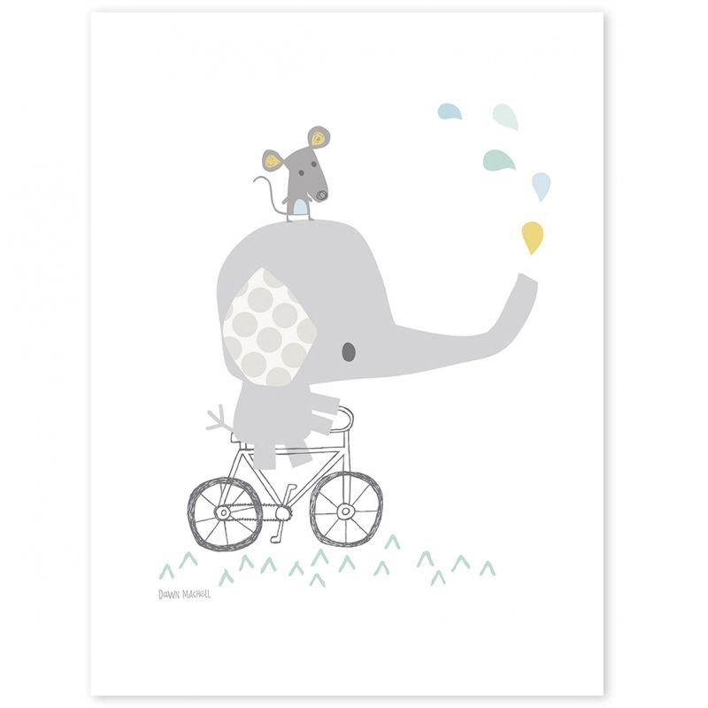 Affiche éléphant Smile, it's raining by Dawn Machell (30 x 40 cm) Lilipinso