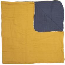 Couverture en coton Une étoile moutarde et gris (100 x 100 cm)  par BB & Co