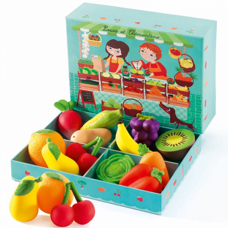Jeu de marchande Les fruits et légumes de Louis et Clémentine (12 pièces) Djeco