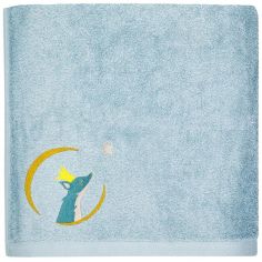 Serviette de bain bleue Renard personnalisable (50 x 100 cm)