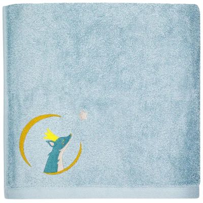 serviette de bain bleue renard personnalisable (50 x 100 cm)