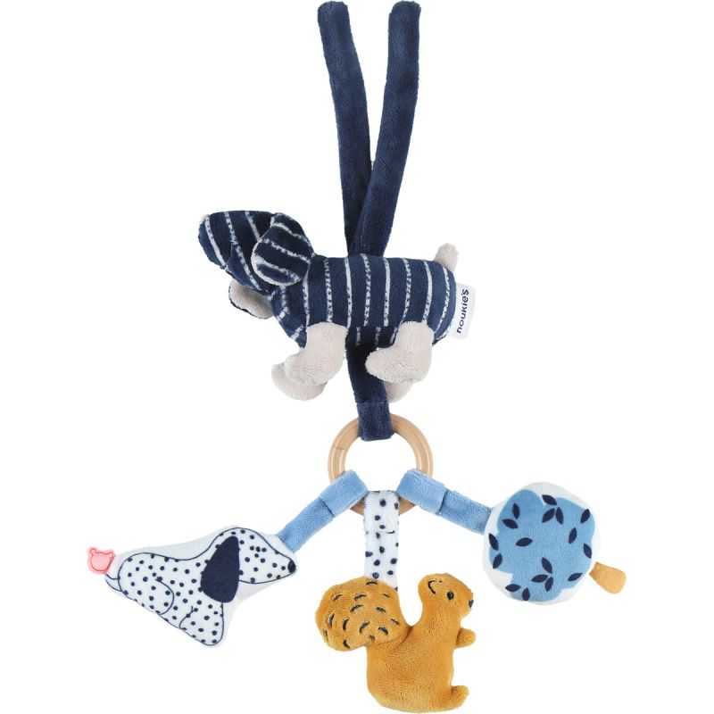 Trousseau d'activité à suspendre en veloudoux Aston & Jack chien bleu Noukie's