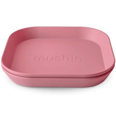 Lot de 2 assiettes carrées Dusty Rose Mushie