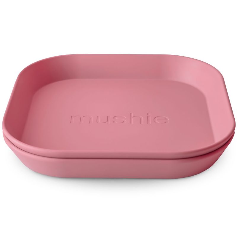 Lot de 2 assiettes carrées Dusty Rose Mushie Produit 1