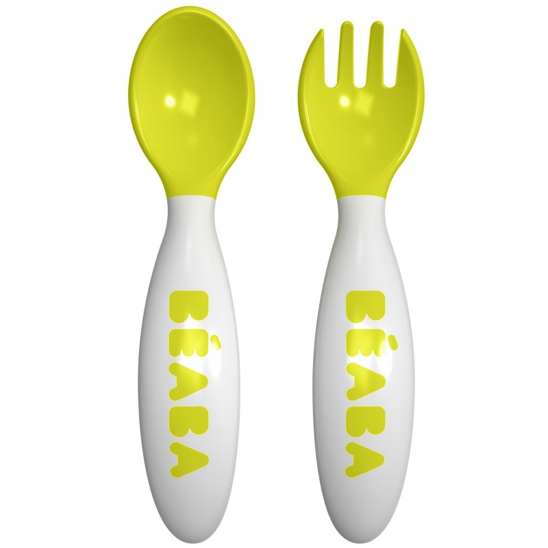 Set de 2 couverts bébé 2ème âge néon Béaba