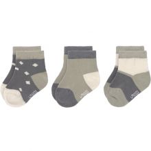 Lot de 3 paires de chaussettes bébé en coton bio Cozy Leg Olive (pointure 19-22)  par Lässig 