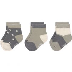 Lot de 3 paires de chaussettes bébé en coton bio Cozy Leg Olive (pointure 19-22)