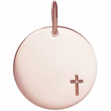 Médaille Petite Croix personnalisable 15 mm (or rose 750°)  par Je t'Ador