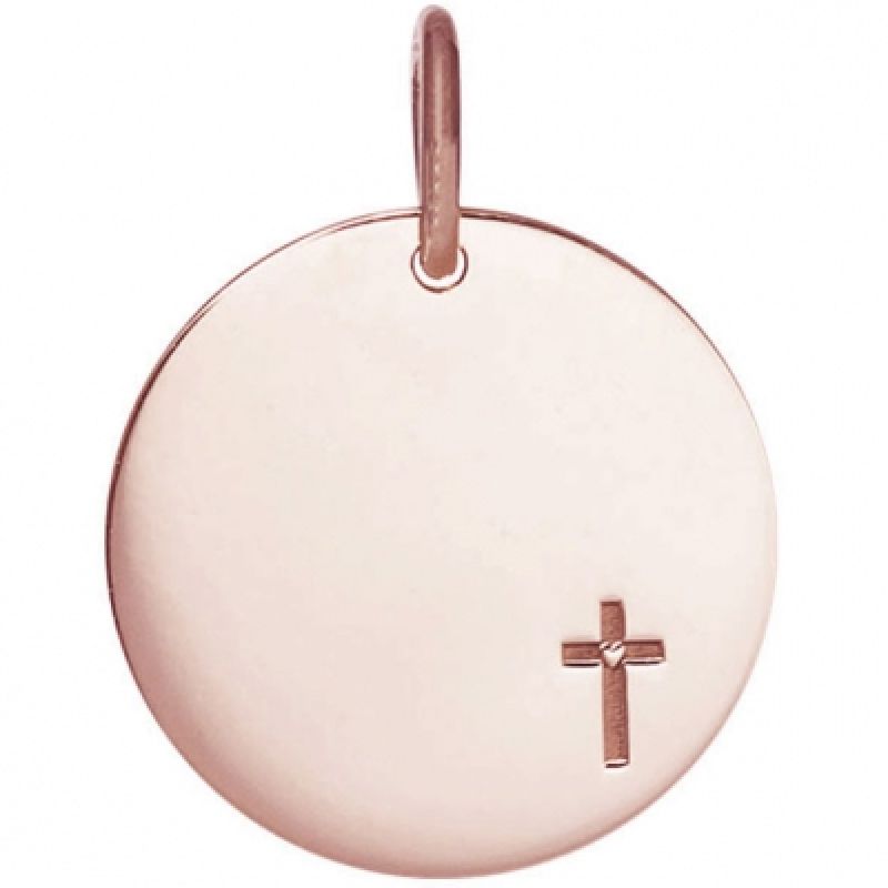Médaille Petite Croix personnalisable 15 mm (or rose 750°) Je t'Ador