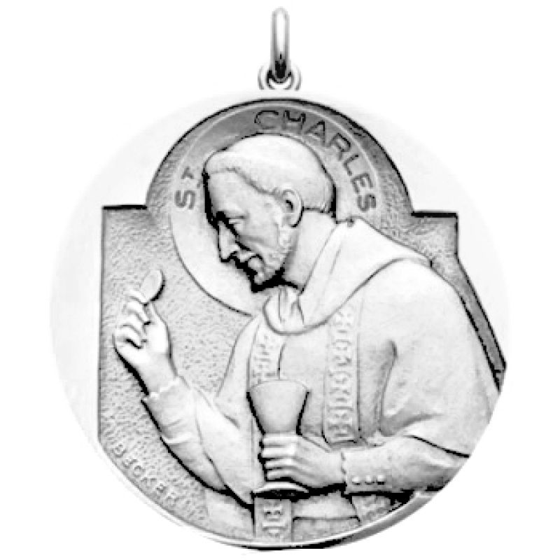 Médaille Saint Charles (or blanc 750°) Becker