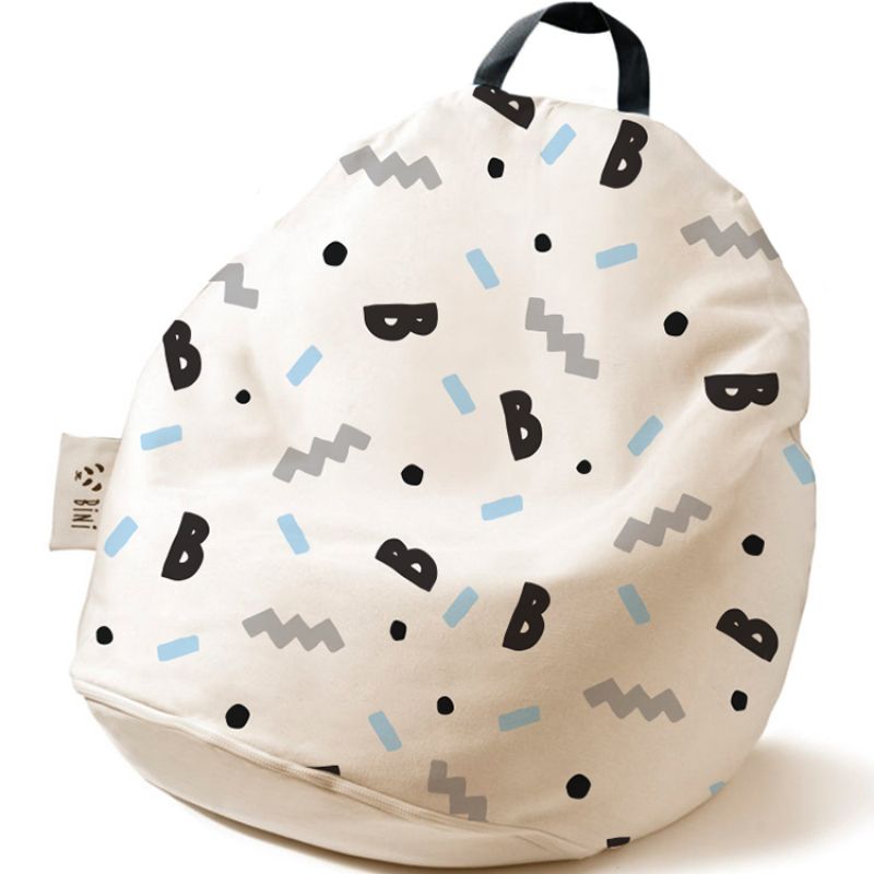 Pouf géant Double B bleu et noir poignée noire (80 x 110 cm) BINI