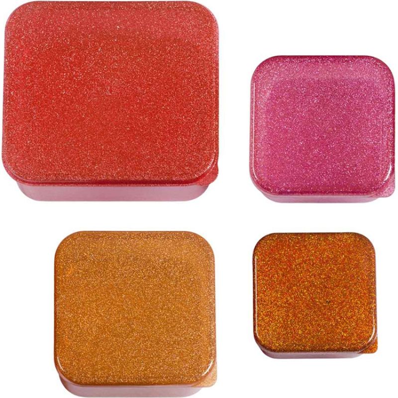 Lot de 4 boîtes à goûter à paillettes Autumn pink A Little Lovely Company