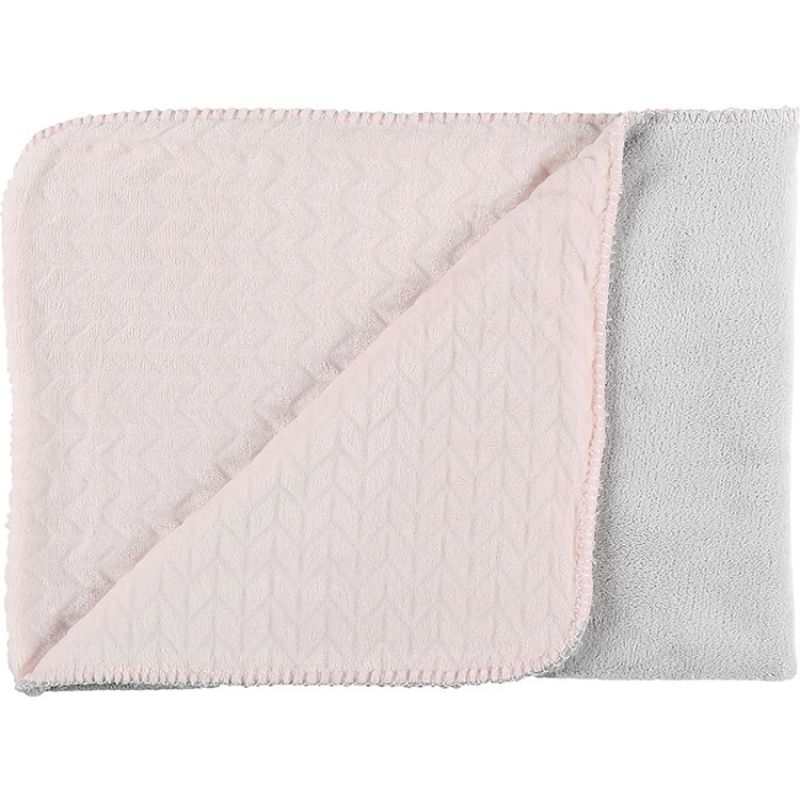 Couverture Groloudoux rose et gris (75 x 100 cm) Noukie's