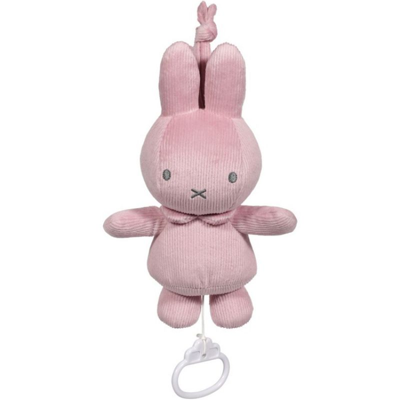 Doudou musical à suspendre lapin Miffy rose velours Pioupiou et Merveilles