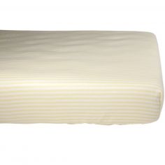 Drap housse en percale de coton Rayé Tournesol (50 x 83 cm) - Kadolis