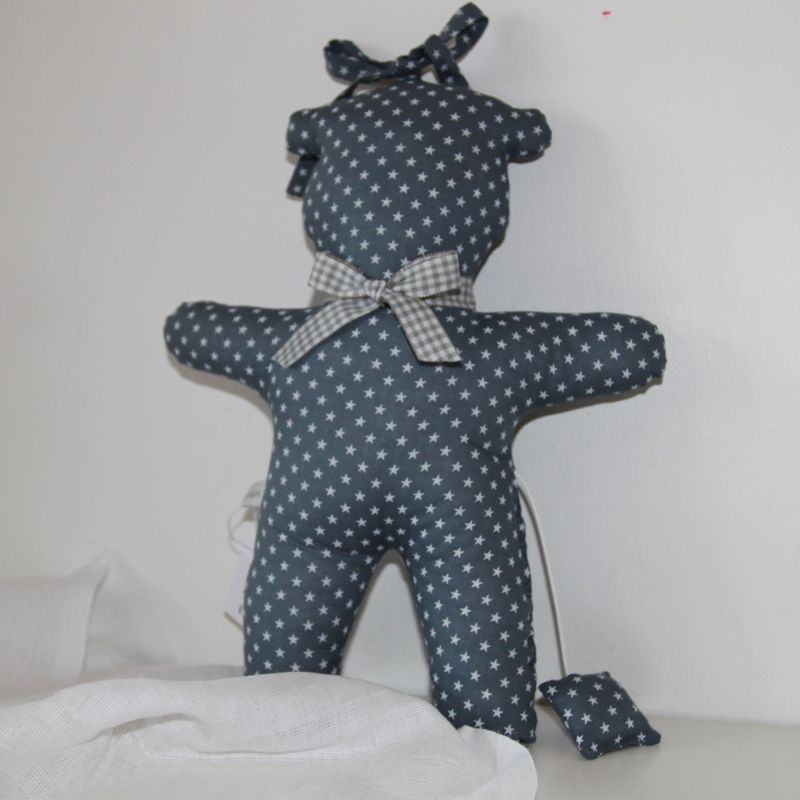 Coussin ours musical Etoiles ardoise Le petit rien