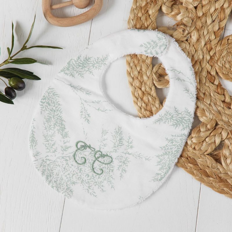 Bavoir en coton et lin Feuillage Vert (21x27,5 cm) Tartine et Chocolat Ambiance 2