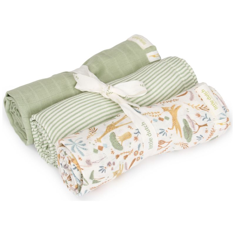 Set de 3 langes Safari Wonders (70 x 70 cm) Little Dutch Produit 1