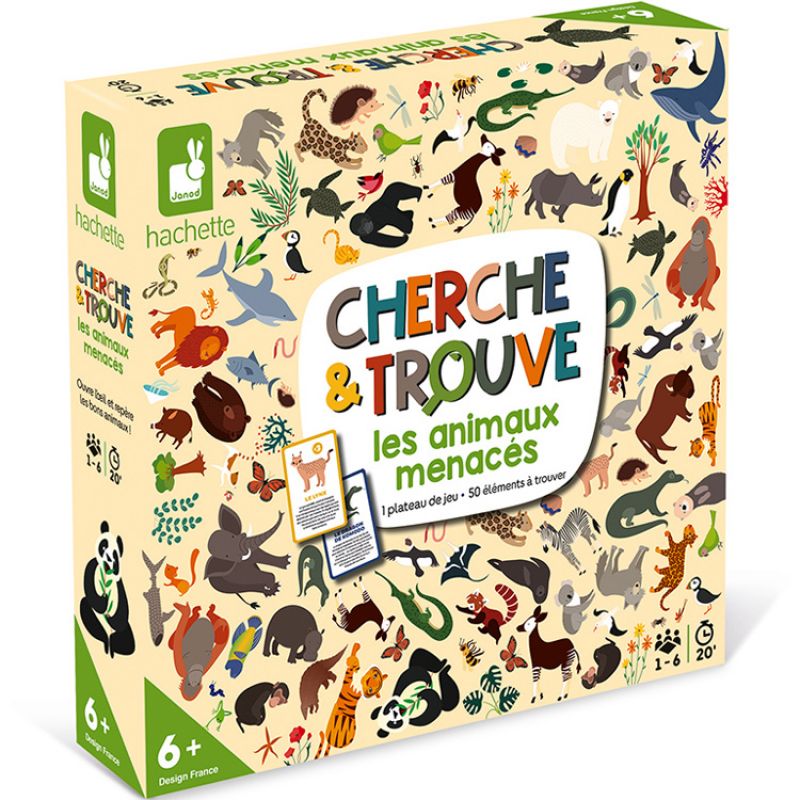 Jeu de société Cherche et trouve les animaux menacés Janod