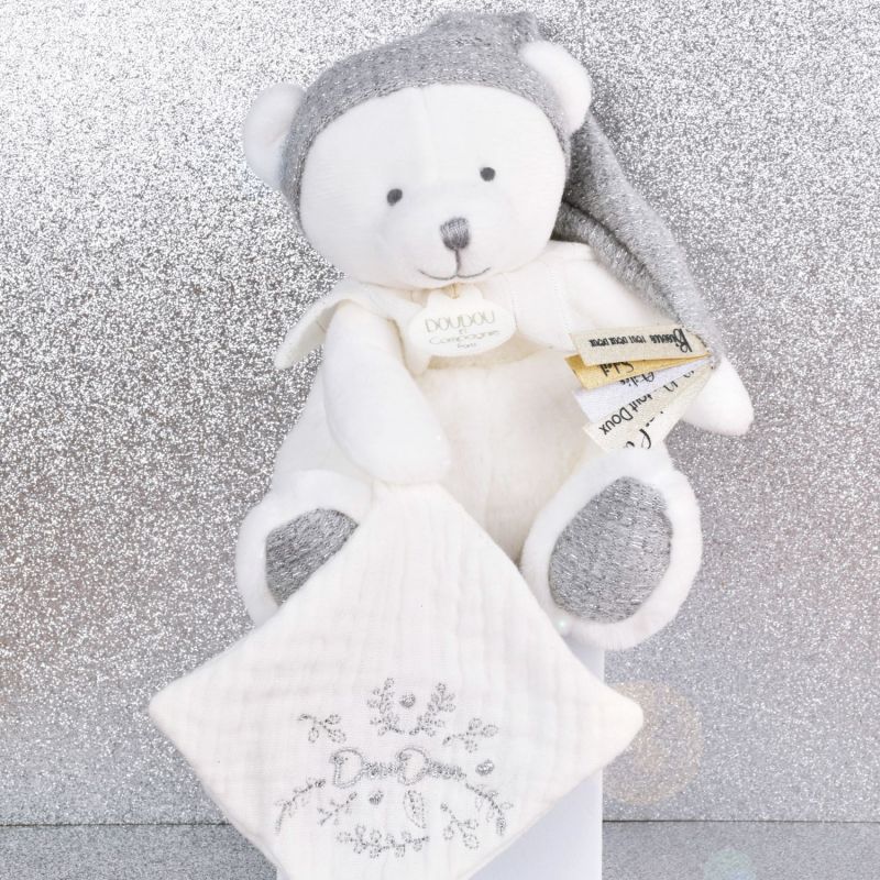 Peluche attache-sucette Ours Pantin Argent (20 cm) Doudou et Compagnie Ambiance 4