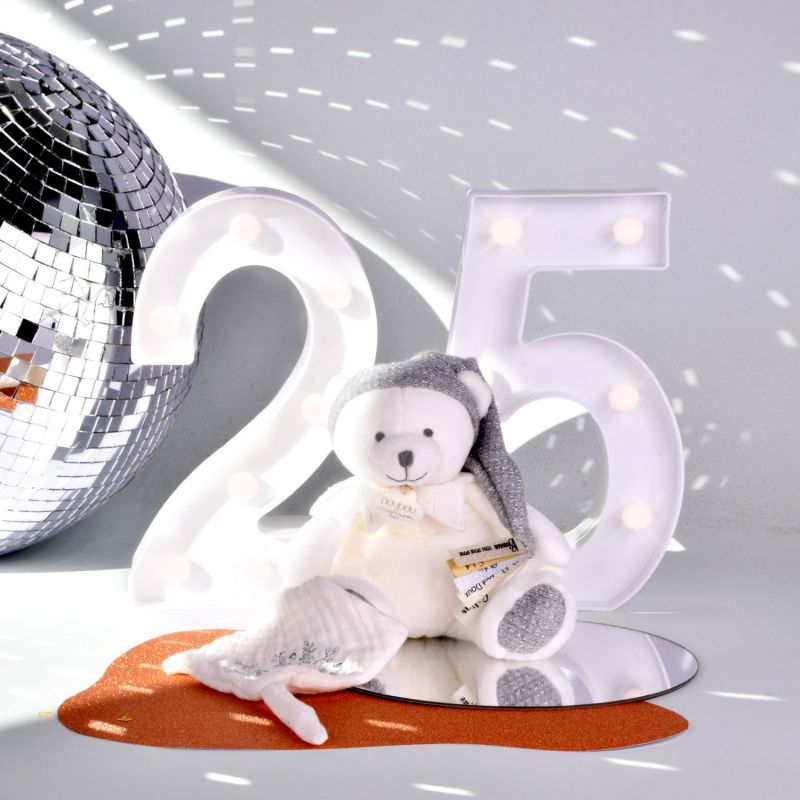 Peluche attache-sucette Ours Pantin Argent (20 cm) Doudou et Compagnie Ambiance 5
