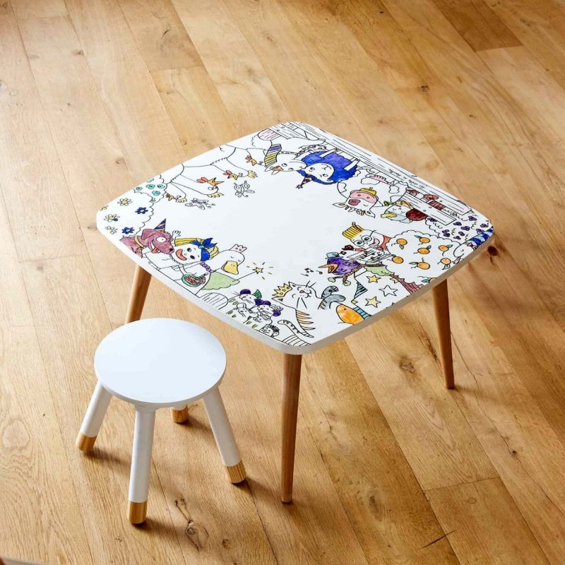 Pack table à colorier Coloritable + 2 Tabourets Ferme DBKids Ambiance 1