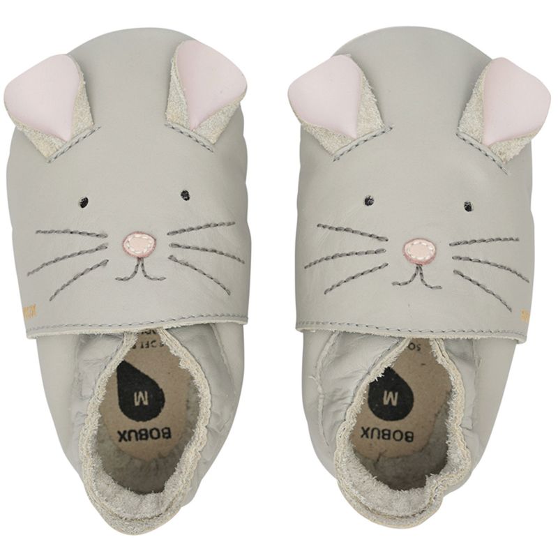 Chaussons bébé en cuir Soft soles Squeek Light Grey (15-27 mois) Bobux