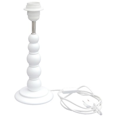 Pied de lampe en bois blanc avec circuit électrique Taftan