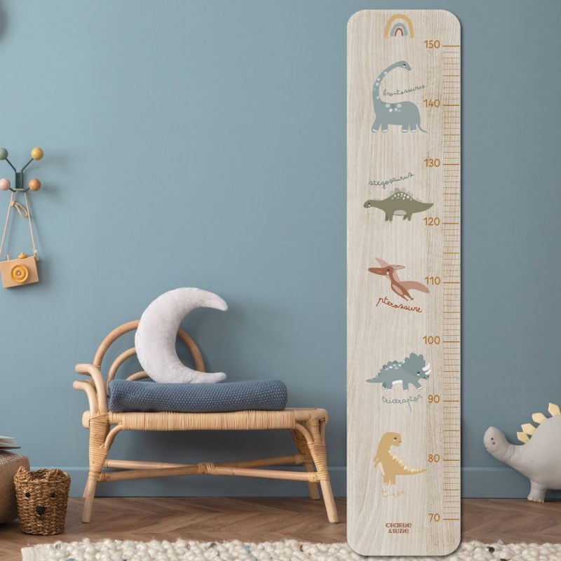 Toise en bois Collection 5 Dinos Charlie et Suzie Ambiance 2