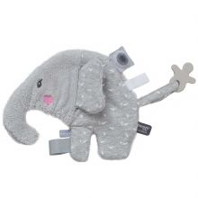 Doudou attache sucette Elly Elephant Lovely Grey (20 cm)  par Snoozebaby