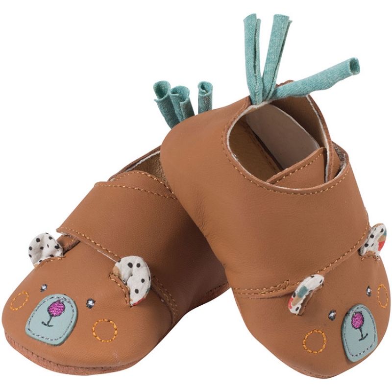 Chaussons en cuir ours Les jolis trop beaux (6-12 mois) Moulin Roty