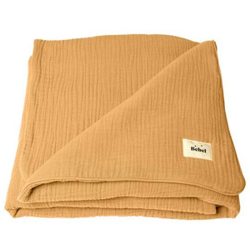 Couverture bébé en double gaze caramel BEBEL