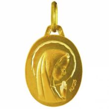 Médaille ovale Vierge auréolée 16 mm facettée (or jaune 750°)  par Maison Augis