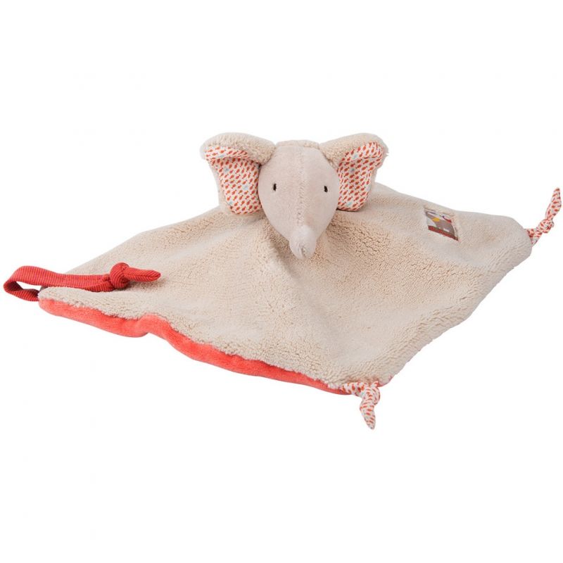 Doudou plat éléphant Les Papoum (23 x 23 cm) Moulin Roty