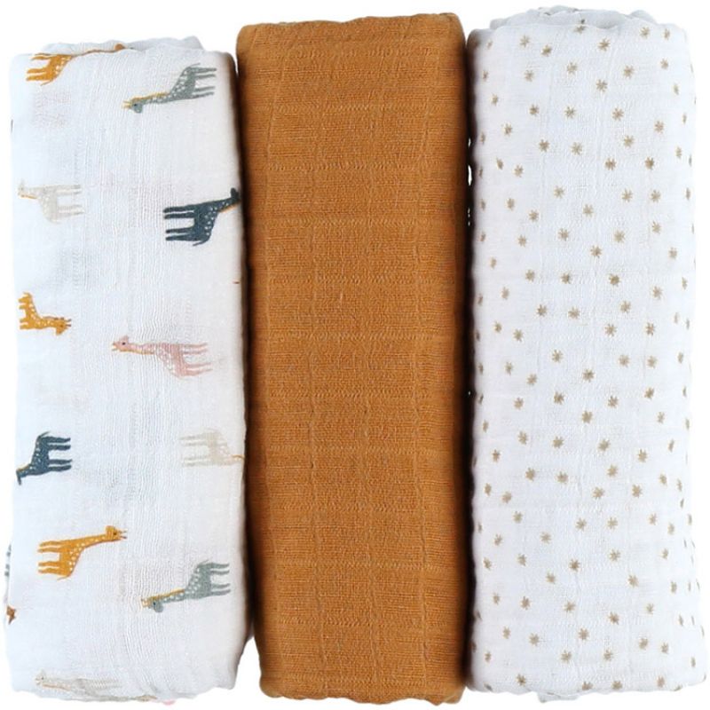 Lot de 3 langes Mix & Match ocre (70 x 70 cm) Noukie's