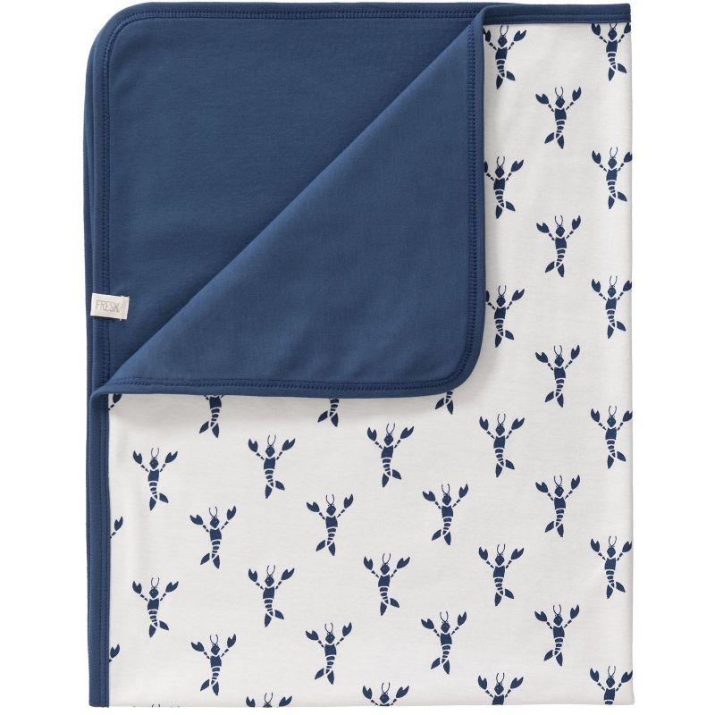 Couverture bébé homard bleu indigo (80 x 100 cm) Fresk