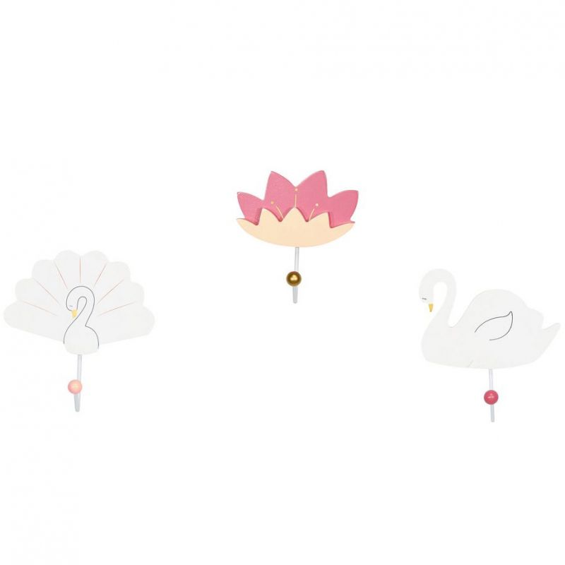 Lot de 3 patères cygne Baby Swan Sauthon