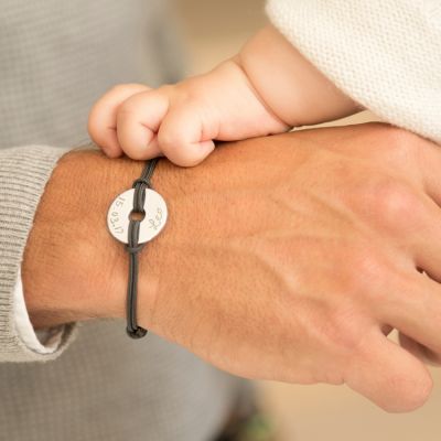 Bracelet papa sur cordon Cible personnalisable (argent