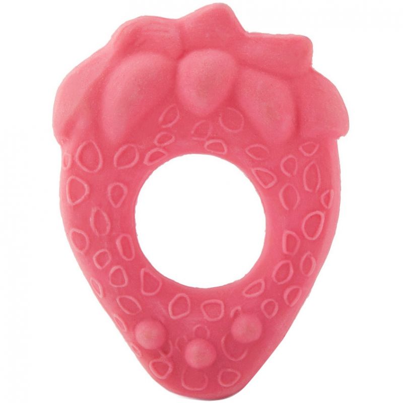 Anneau de dentition latex d'hévéa fraise rose Oli & Carol